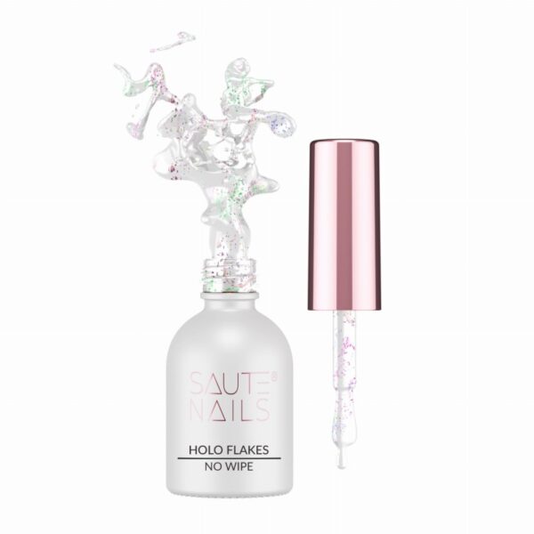 Top no Wipe с Ефект Holo Flakes, 8ml Saute Nails