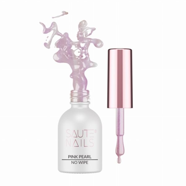 Pink Pearl Top no Wipe, 8 ml, c частици Saute Nails